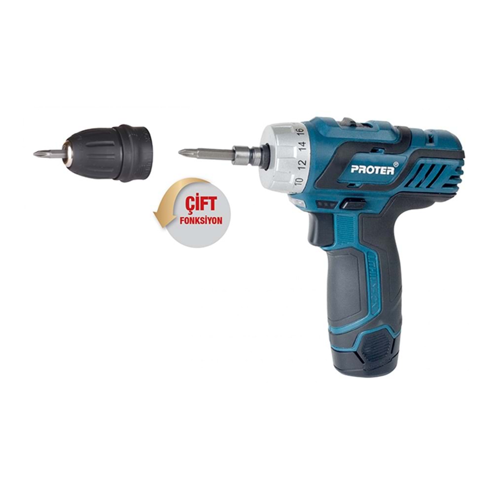 Proter Şarjlı Vidalama Tornavida 12V-2.0 Ah