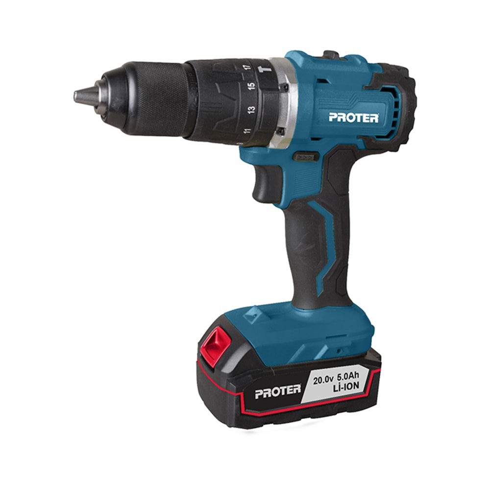 Proter Darbeli Kömürsüz Şarjlı Matkap 20V-5.0 Ah/Li-on