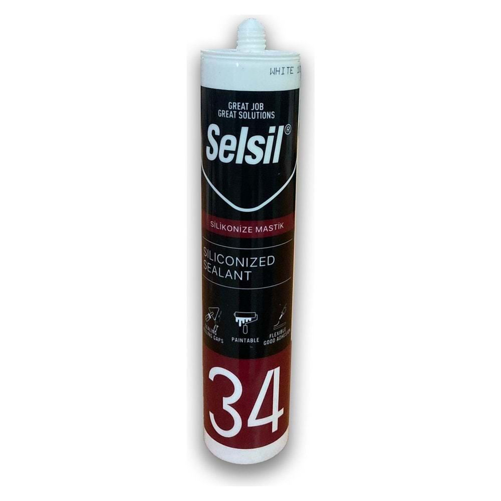 Selsil Silikonize Mastik Beyaz 450 gr