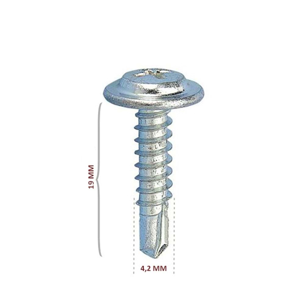 Hırsan Pul Başlı Matkap Uçlu Vida RYSB 4.2x19 (1000 Ad)