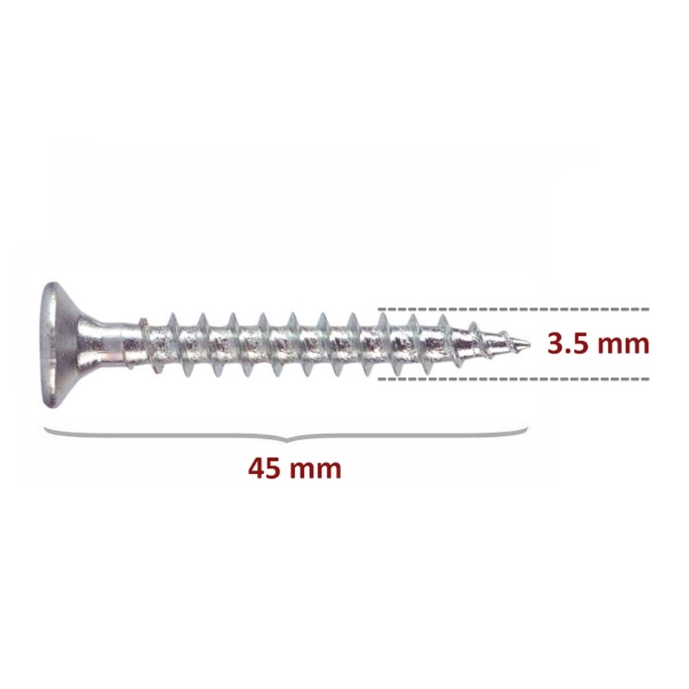 Hırsan Sunta Vidası 3.5x45 (500 Adet)