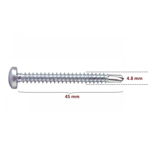 Hırsan YSB Matkap Uçlu Vida 4.8x45 (500 Ad)
