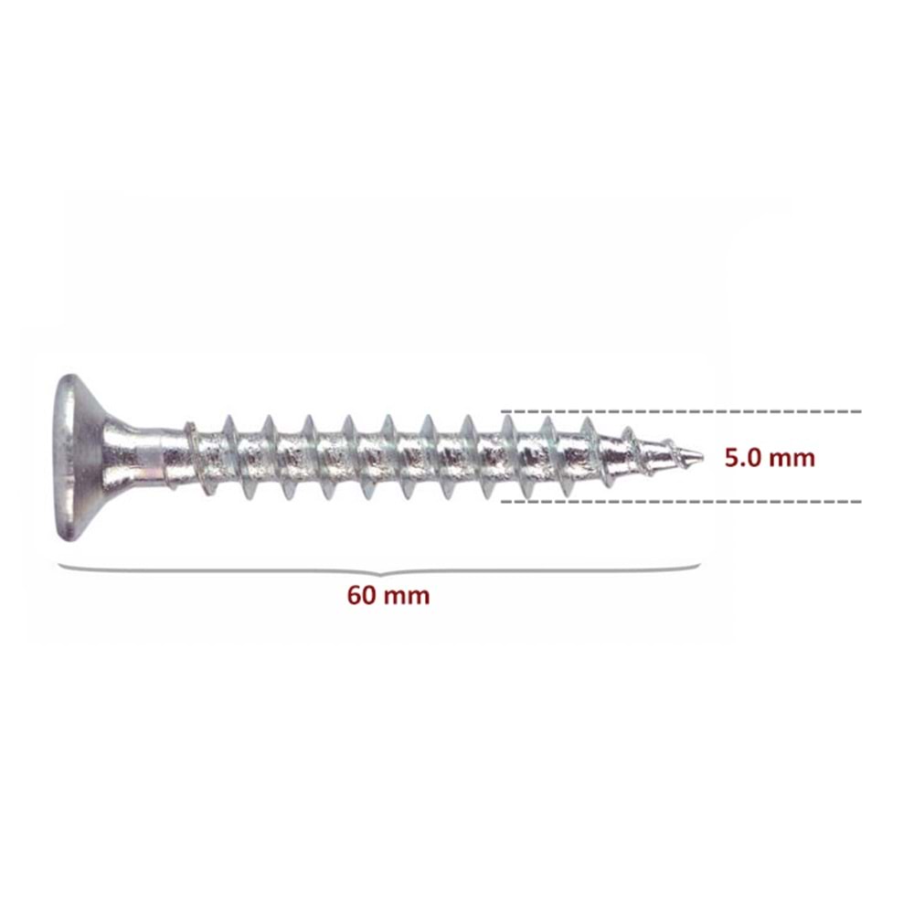 Hırsan Sunta Vidası 5x60 (200 Adet)